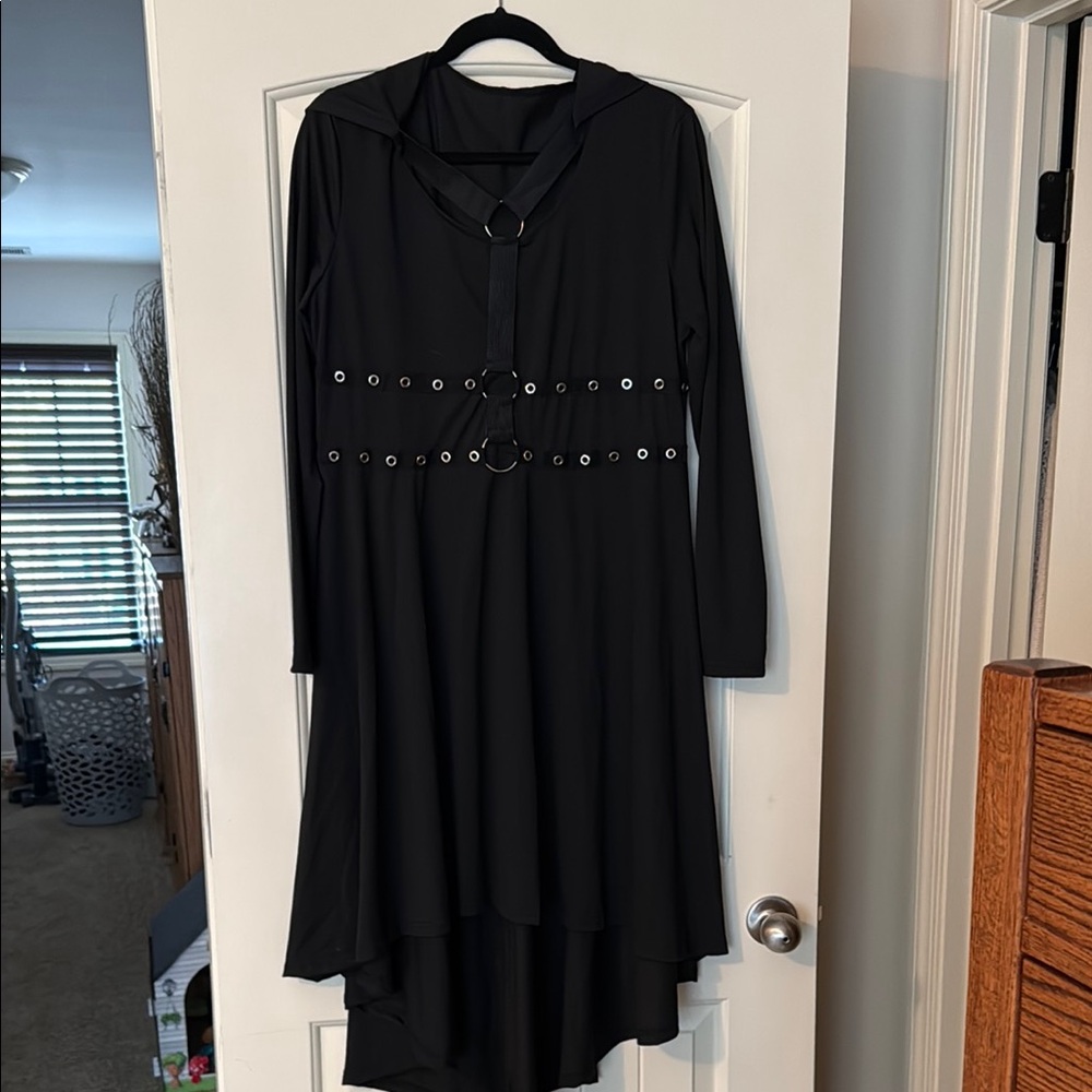 Black Long Sleeve Collared Shirt Dress